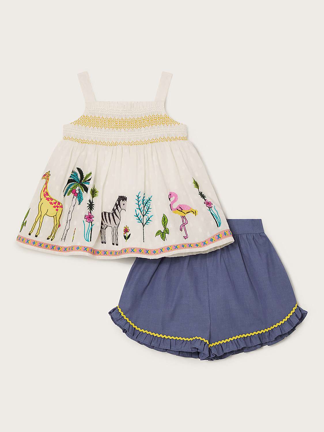 Buy Monsoon Baby Safari Top & Chambray Shorts Set, White/Multi Online at johnlewis.com
