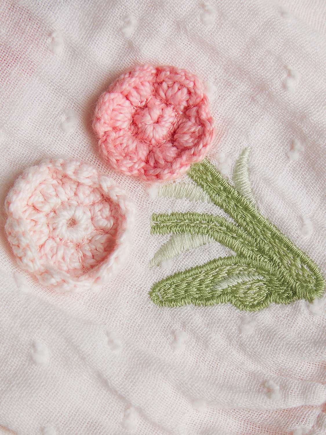 Buy Monsoon Baby Dobby Crochet Flower Lace Collar Romper & Headband Set, Ivory Online at johnlewis.com