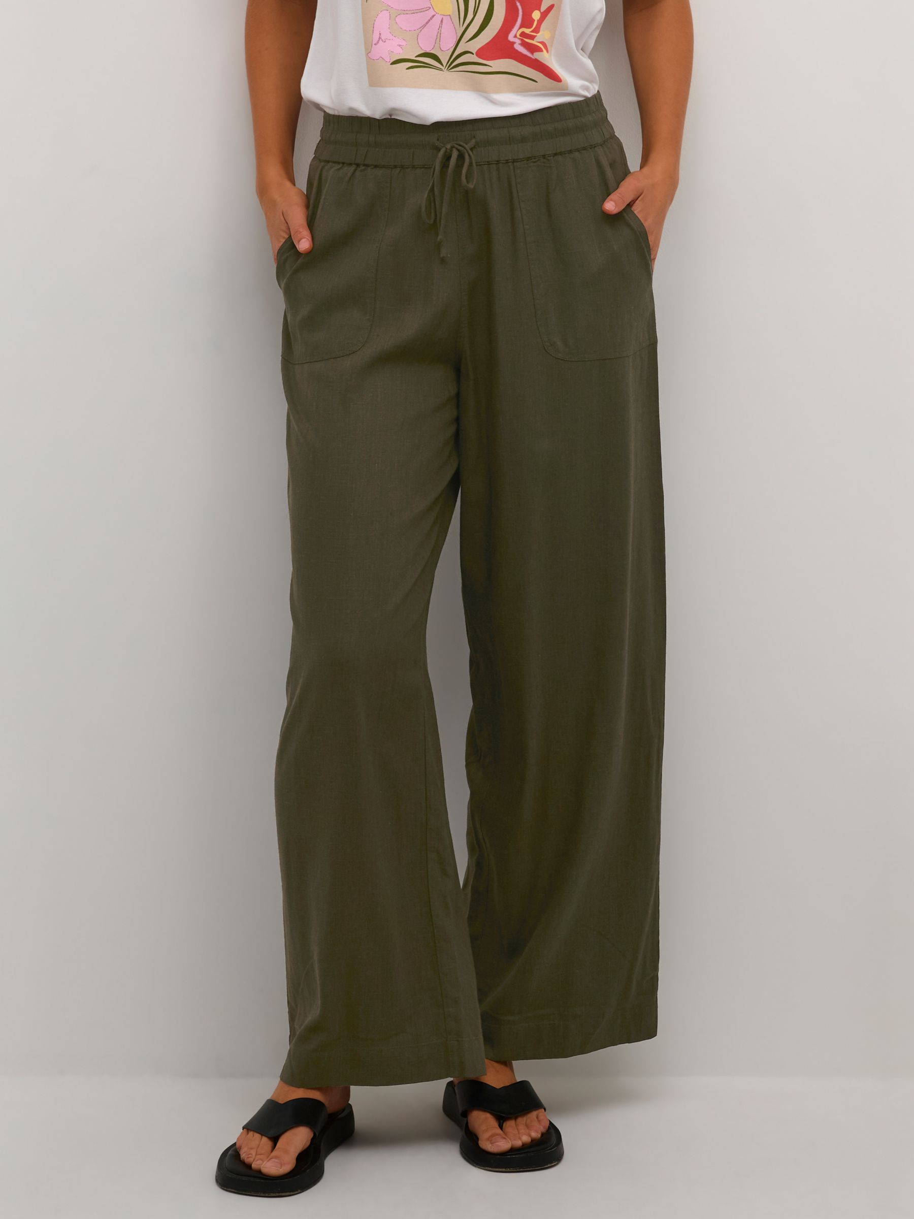 Buy KAFFE Milia Linen Blend Long Trousers Online at johnlewis.com