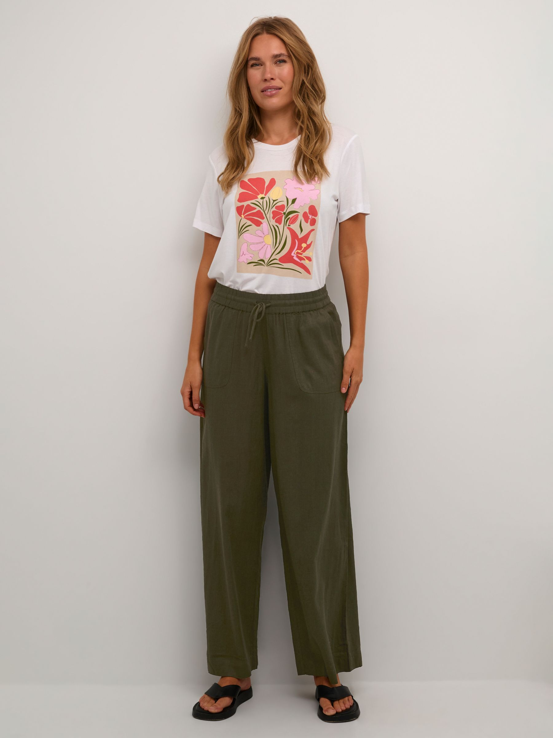 Buy KAFFE Milia Linen Blend Long Trousers Online at johnlewis.com