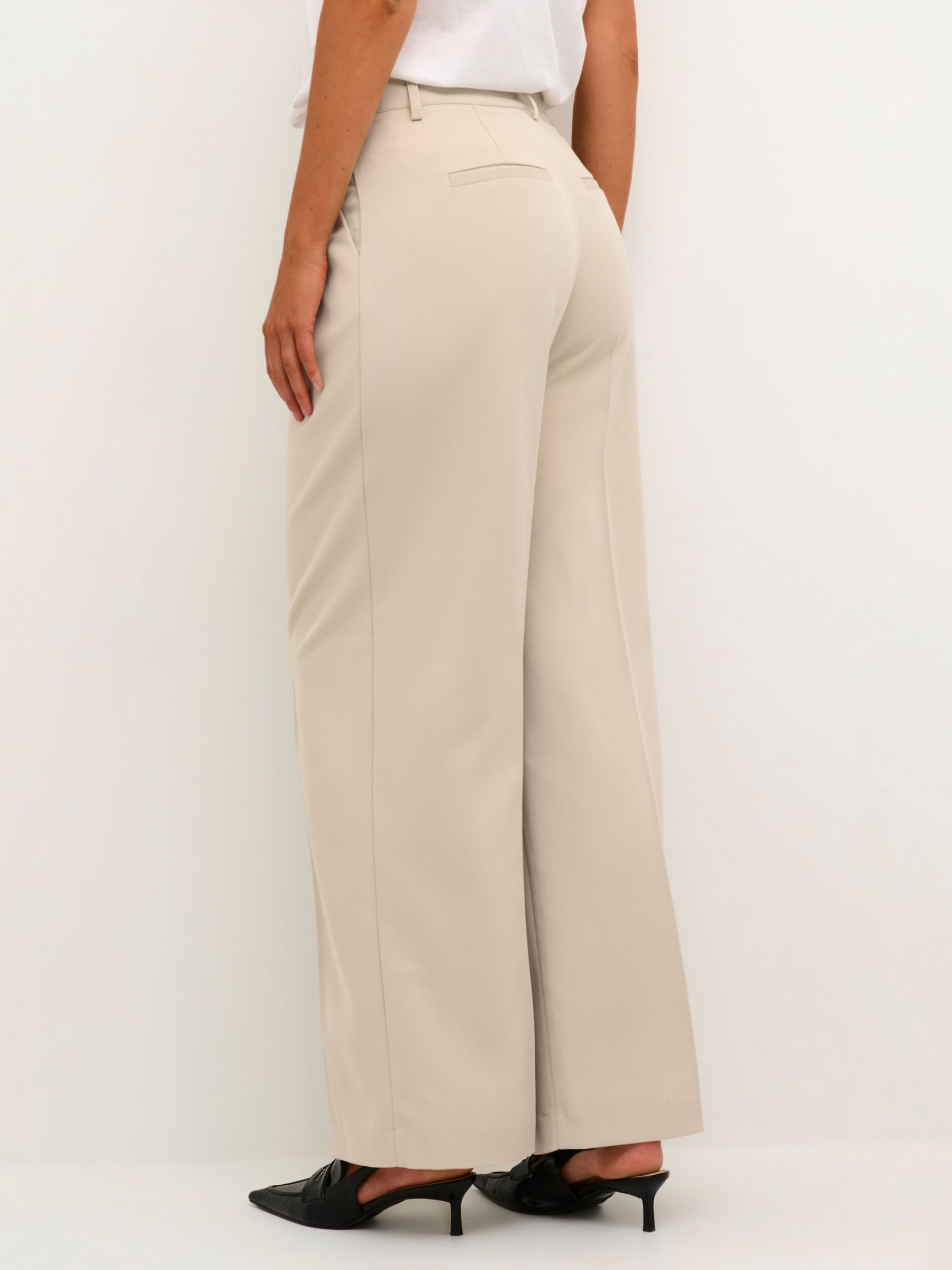 Buy KAFFE Elona High-Waisted Wide Leg Trousers, Feather Gray Online at johnlewis.com
