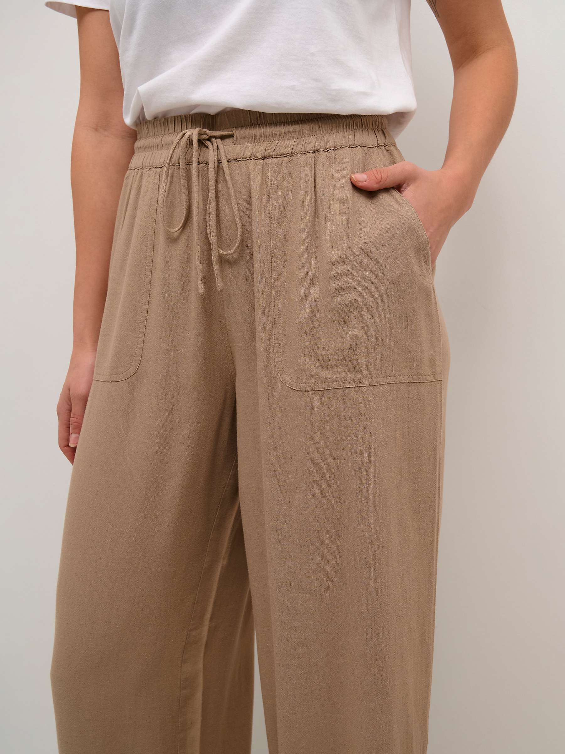 Buy KAFFE Milia Linen Blend Long Trousers, Chinchilla Online at johnlewis.com