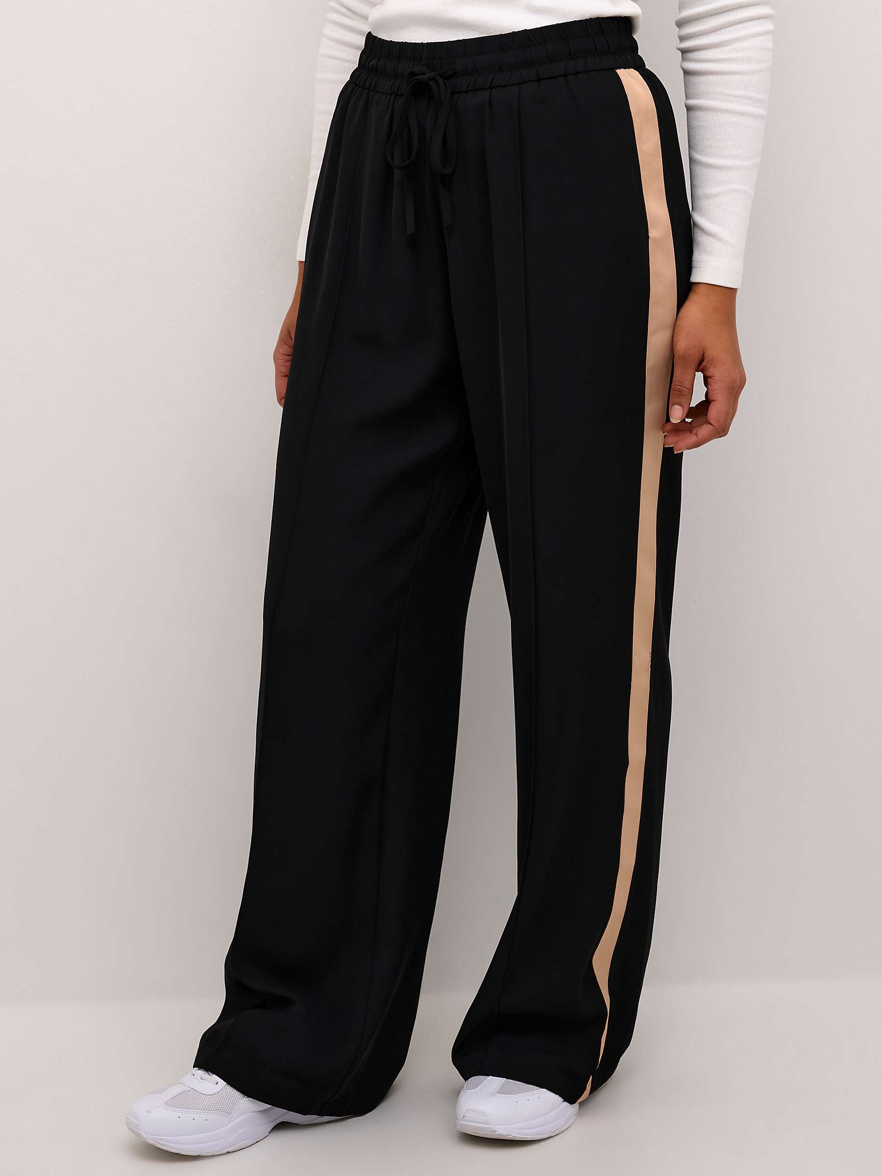 Buy KAFFE Signa High Waisted Striped Trousers, Black Deep Online at johnlewis.com