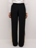 KAFFE Signa High Waisted Striped Trousers, Black Deep