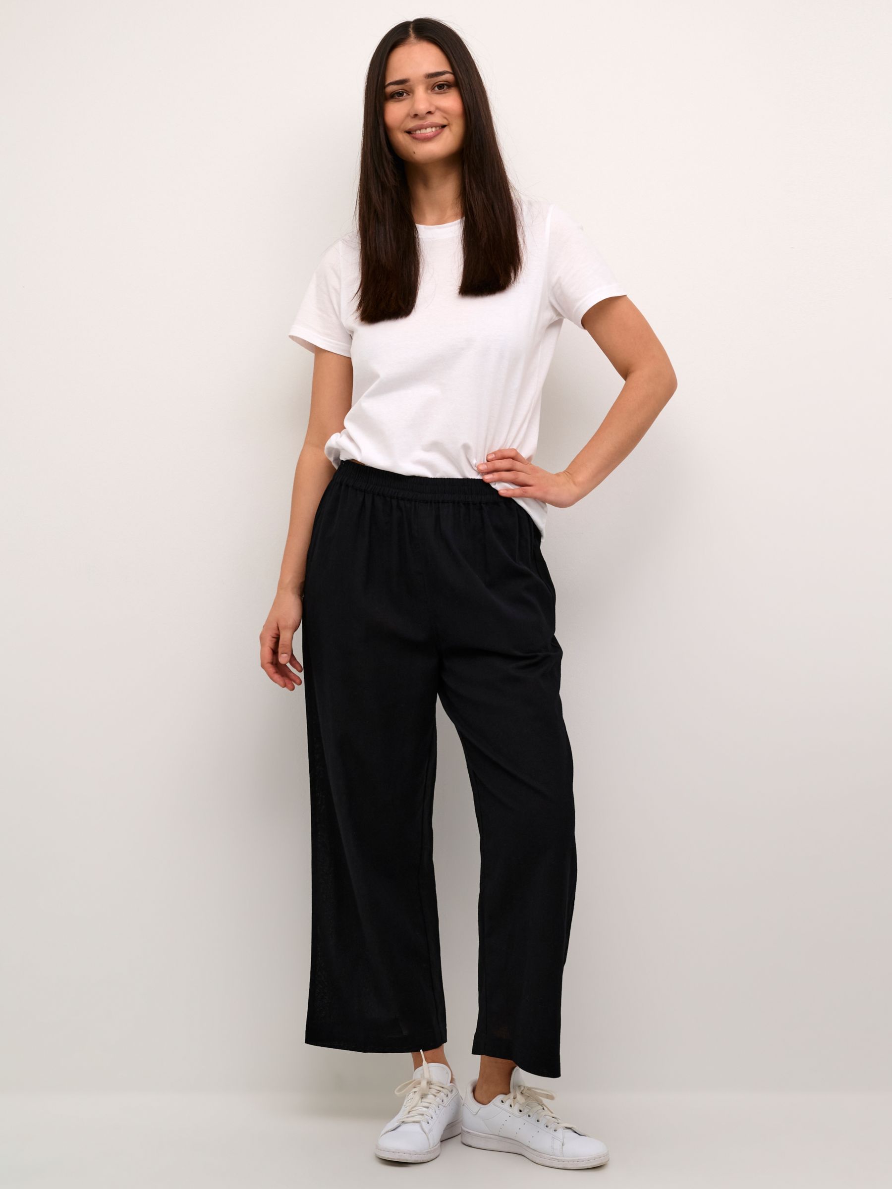 KAFFE Vigga Cotton Linen Blend Wide Leg Trousers