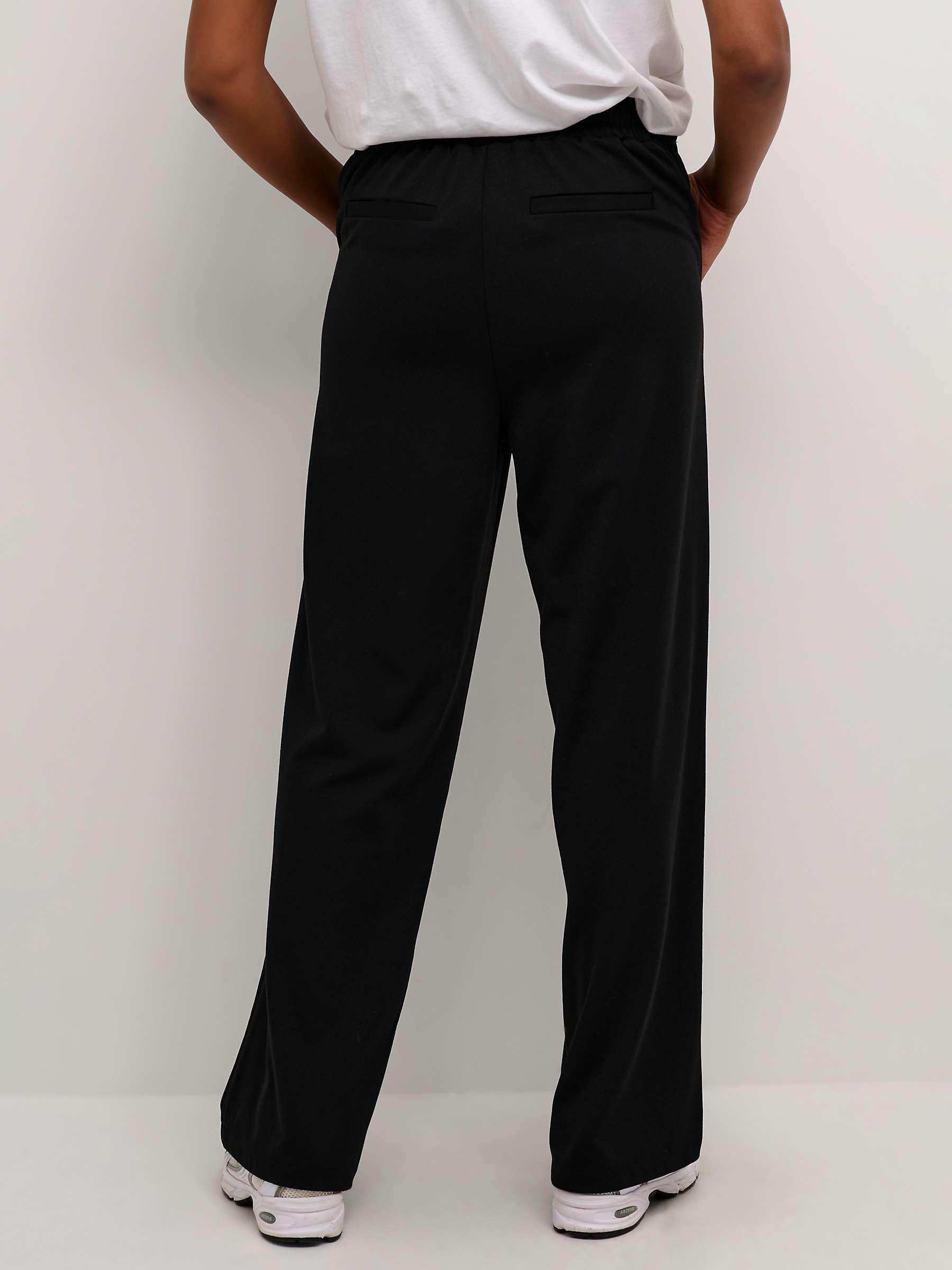 Buy KAFFE Jenny Wide Leg Drawstring Waist Trousers, Black Deep Online at johnlewis.com