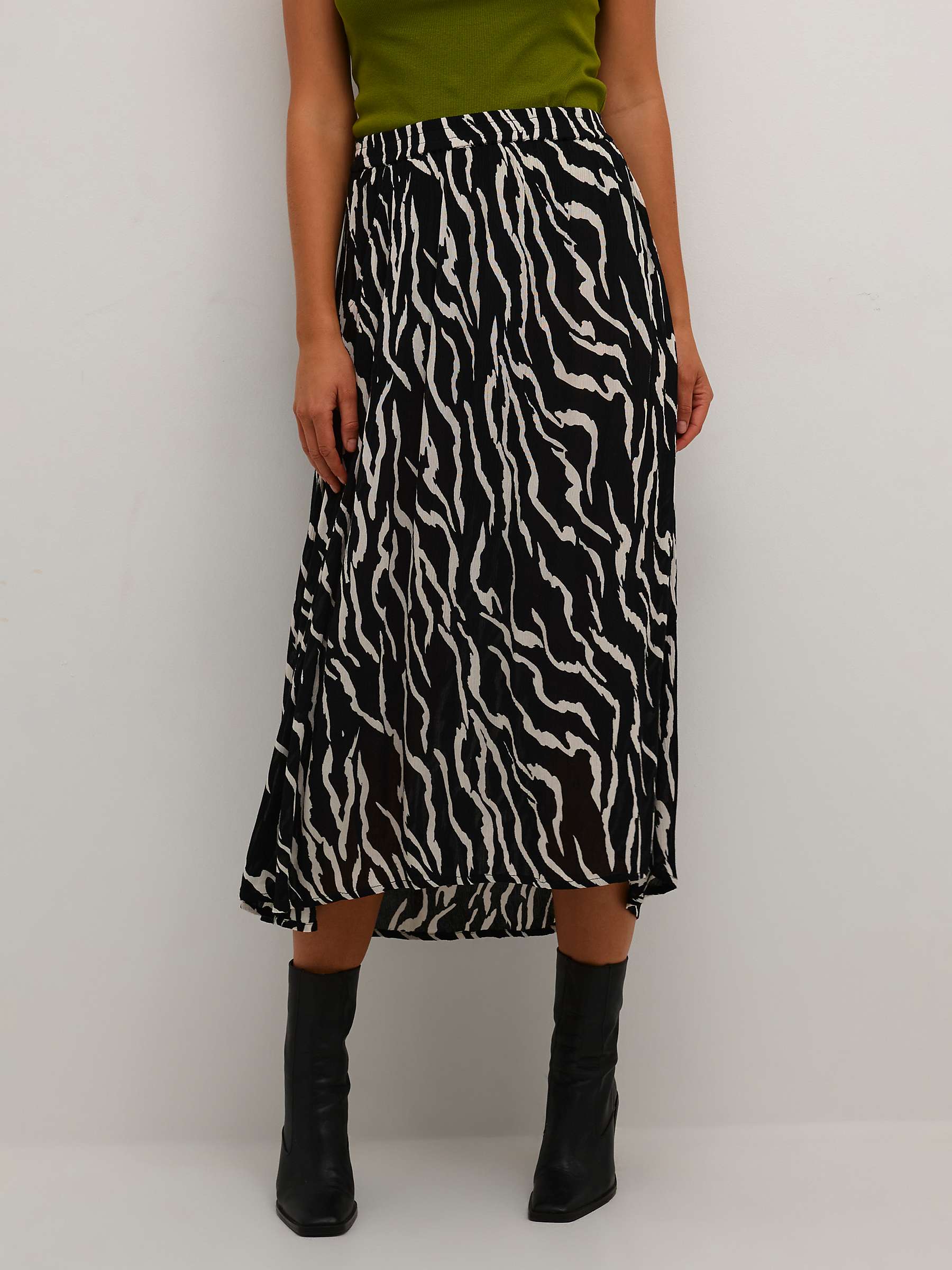 Buy KAFFE Amber High Waisted Midi Skirt, Black/Antique Online at johnlewis.com