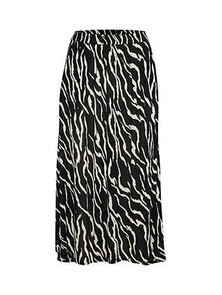 KAFFE Amber High Waisted Midi Skirt, Black/Antique