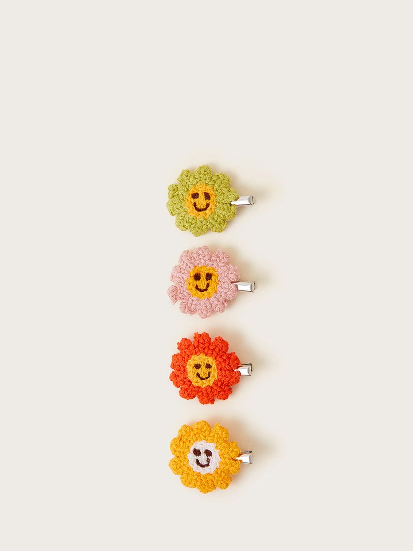 Monsoon Kids' Crochet Flower Hair Clips, Pack of 4, Multi