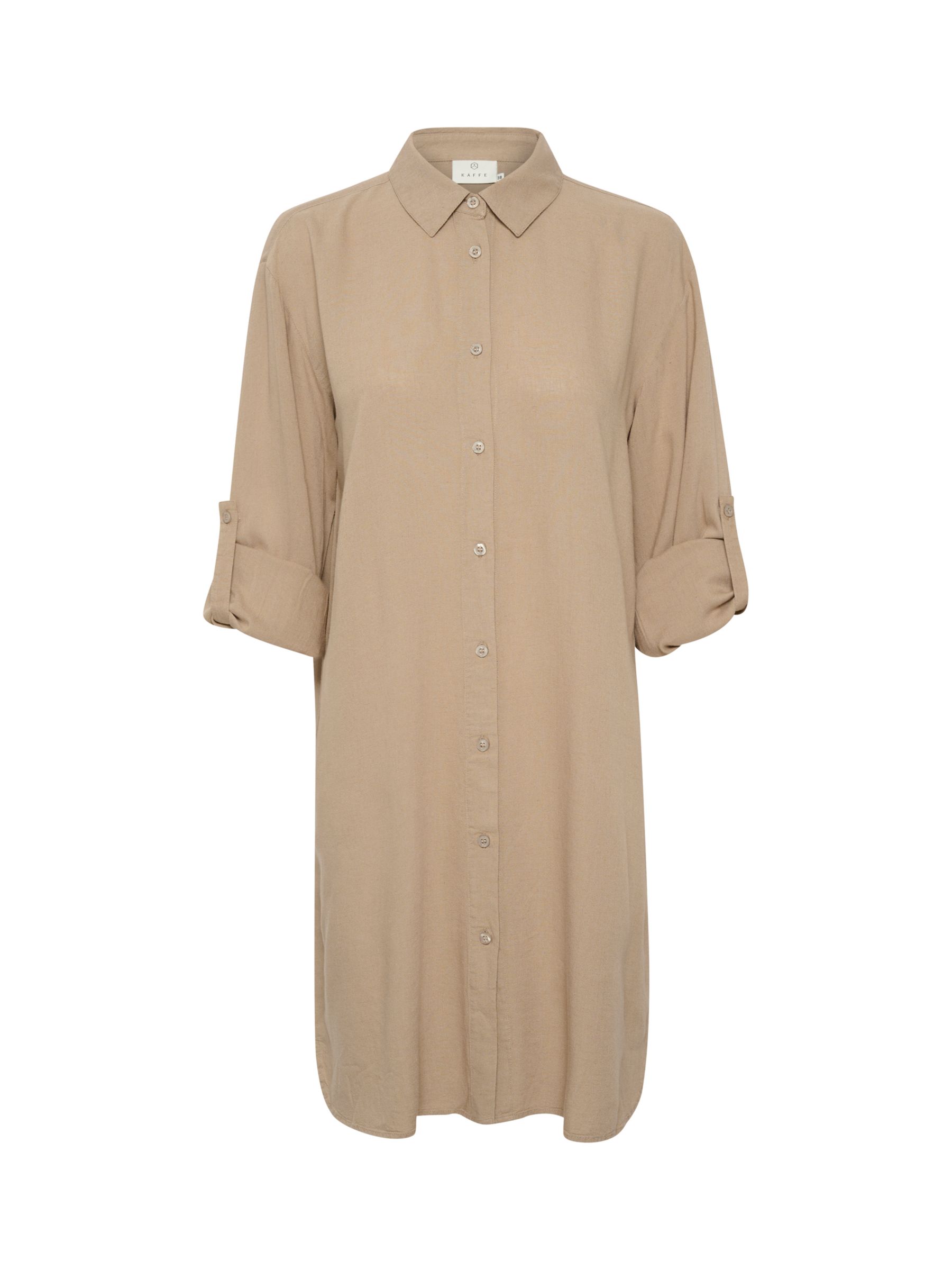 KAFFE Milia Linen Blend Shirt Dress, Chinchilla, 8