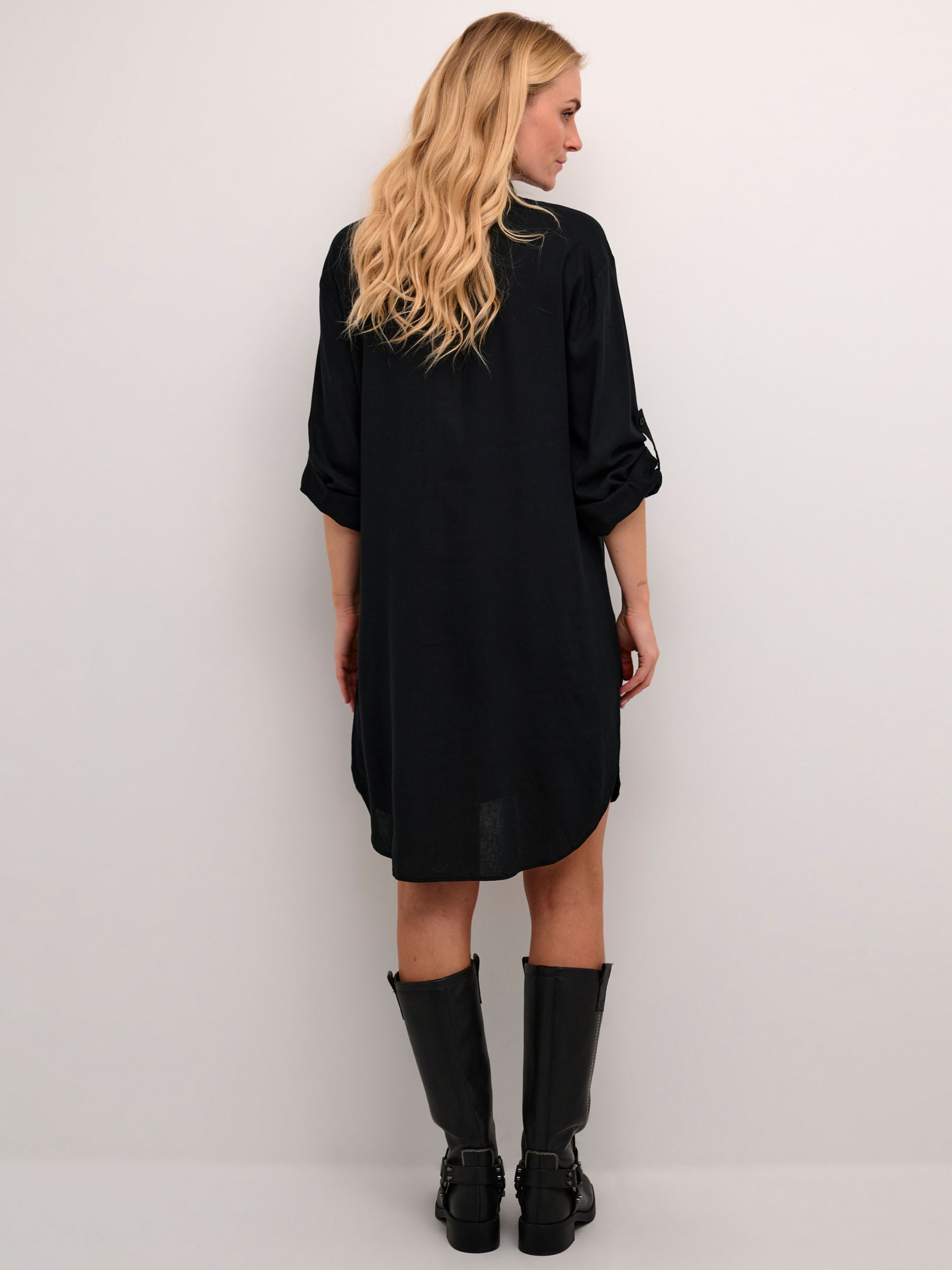 KAFFE Milia Linen Blend Shirt Dress, Black Deep, 16