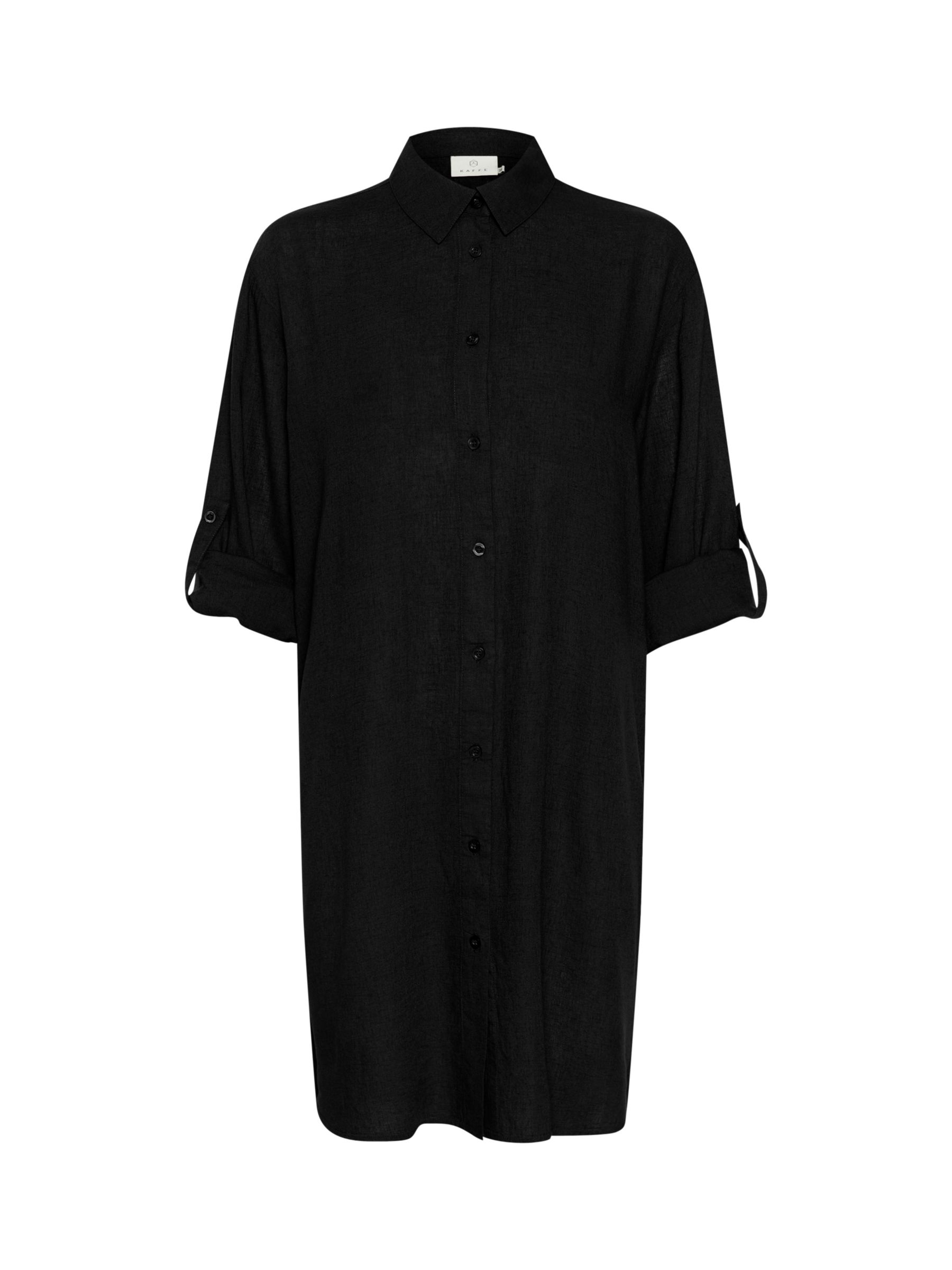 KAFFE Milia Linen Blend Shirt Dress, Black Deep, 16