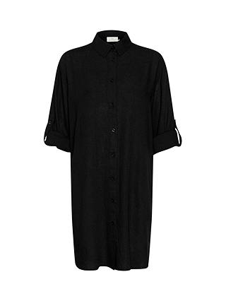 KAFFE Milia Linen Blend Shirt Dress, Black Deep