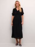 KAFFE Vita V-Neck Half Sleeve Maxi Dress, Black Deep