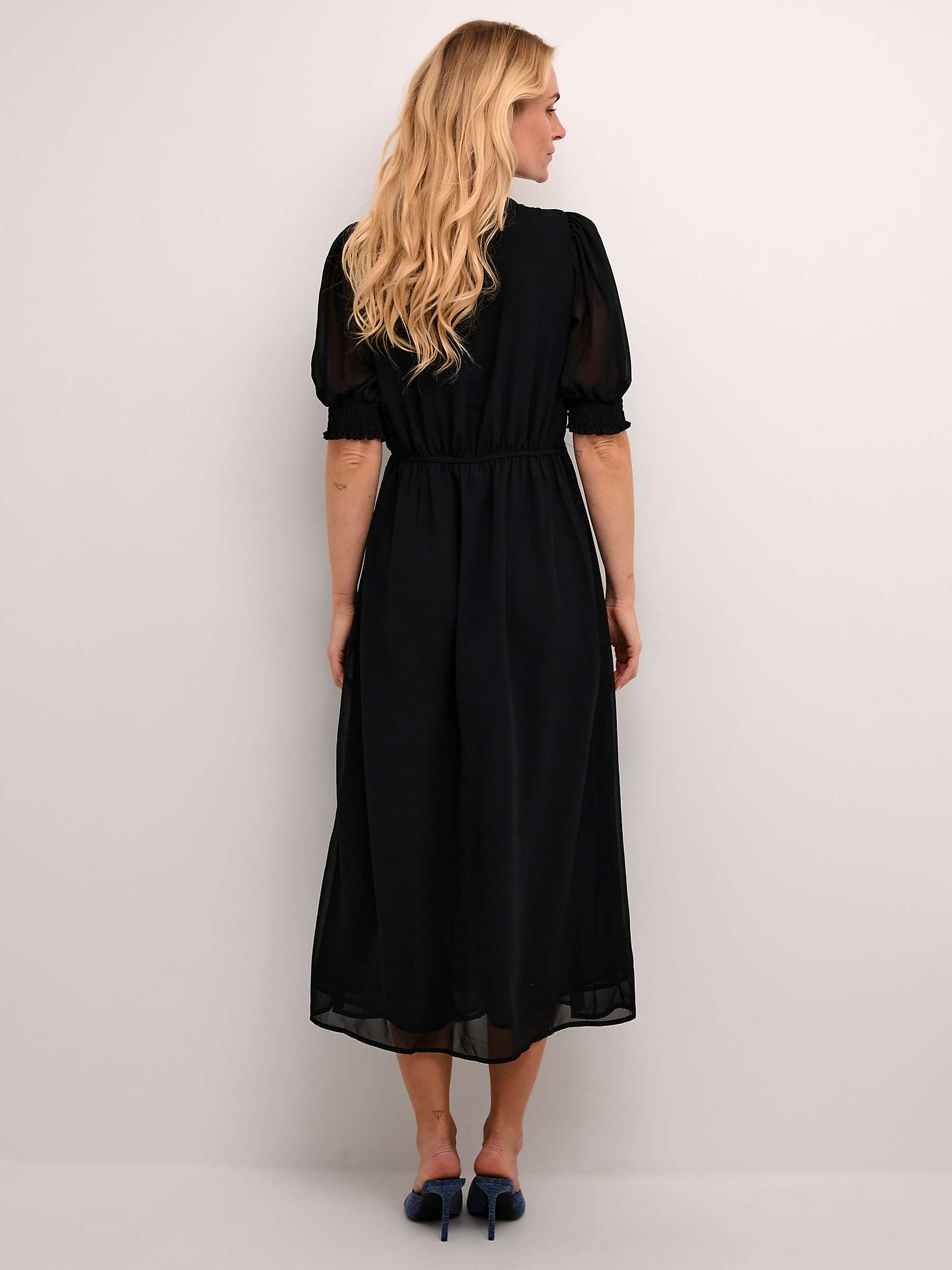 Buy KAFFE Vita V-Neck Half Sleeve Maxi Dress, Black Deep Online at johnlewis.com