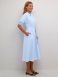 KAFFE Dabra Cotton Midi Shirt Dress, Chalk/Blue