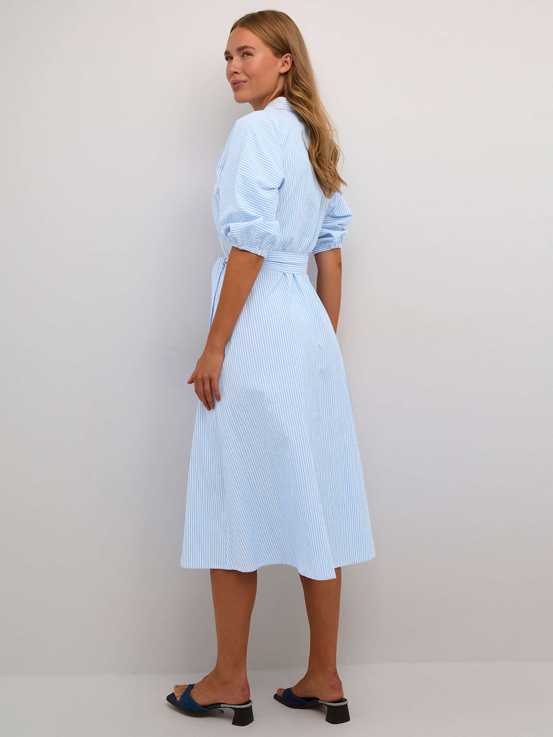 Buy KAFFE Dabra Cotton Midi Shirt Dress, Chalk/Blue Online at johnlewis.com