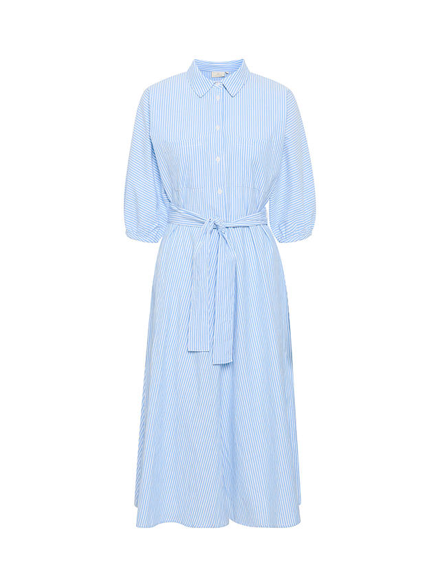 KAFFE Dabra Cotton Midi Shirt Dress, Chalk/Blue