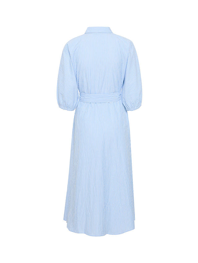 KAFFE Dabra Cotton Midi Shirt Dress, Chalk/Blue