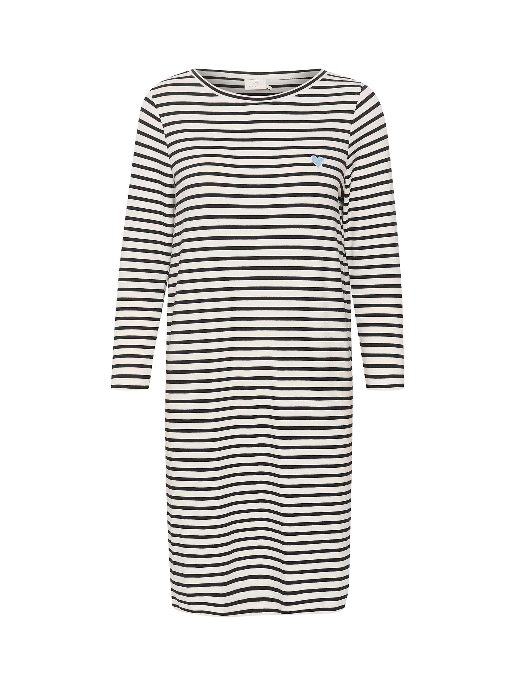 Buy KAFFE Liddy Jersey Striped Knee Length Dress, Chalk/Black Stripe Online at johnlewis.com