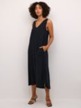 KAFFE Milia Linen Blend Sleeveless Midi Dress, Deep Black