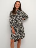 KAFFECarmen Abstract Print Knee Length Shirt Dress, Black/White