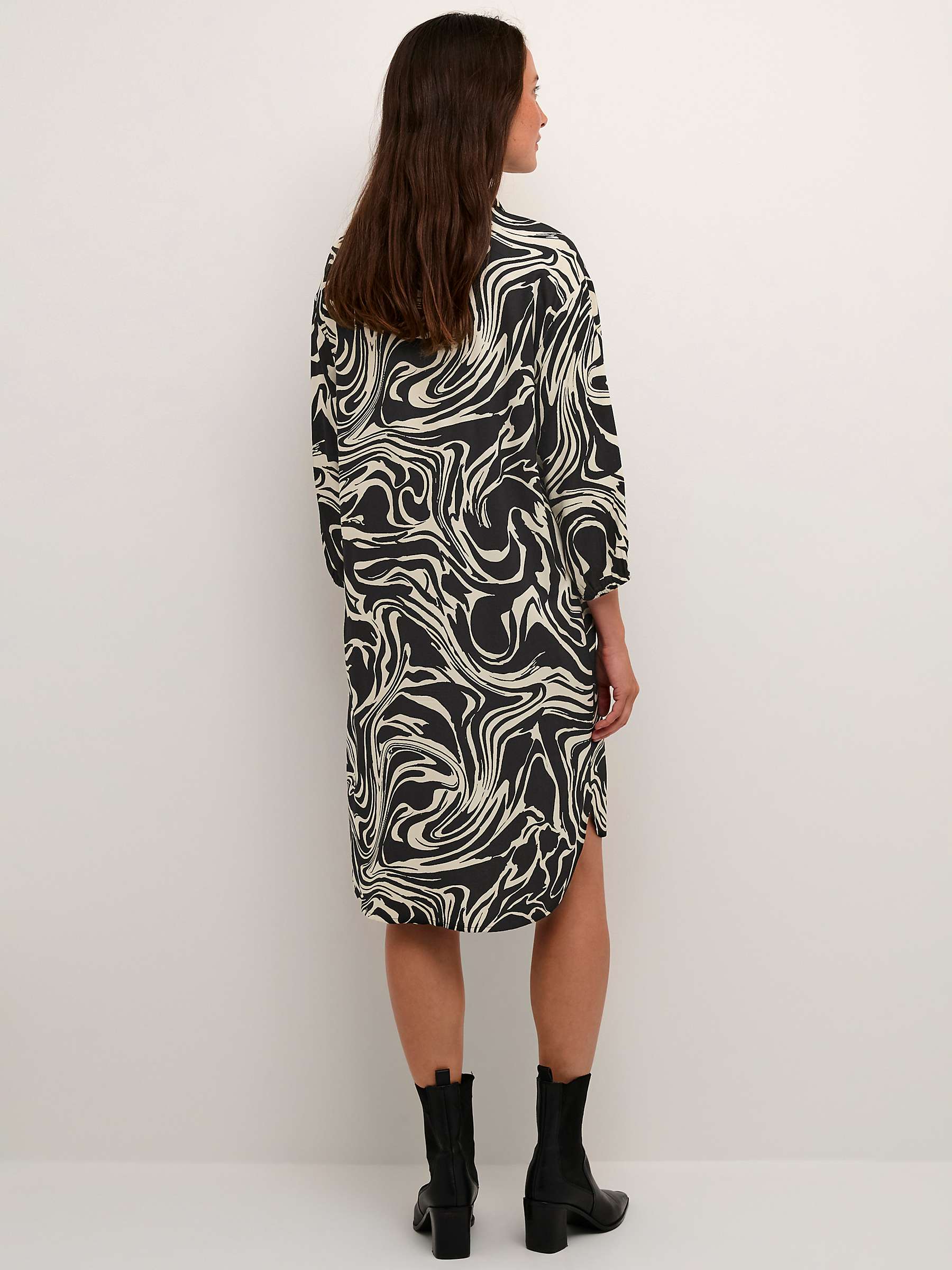 Buy KAFFECarmen Abstract Print Knee Length Shirt Dress, Black/White Online at johnlewis.com