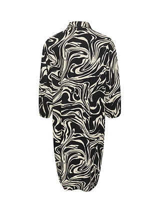 KAFFECarmen Abstract Print Knee Length Shirt Dress, Black/White