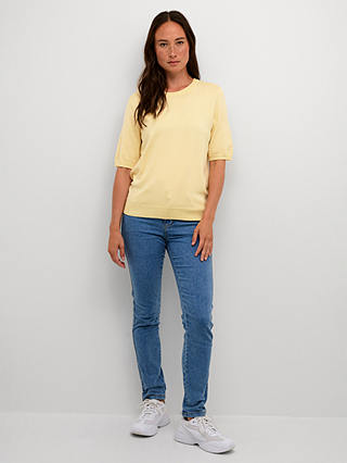 KAFFE Lizza Short Sleeve Round Neck Pullover, Mellow Yellow