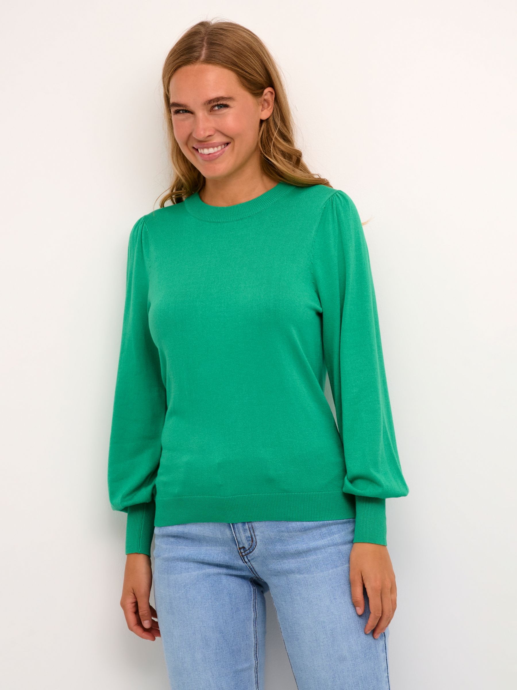 KAFFE Lizza Light Knit Pullover Jumper, Green, XS