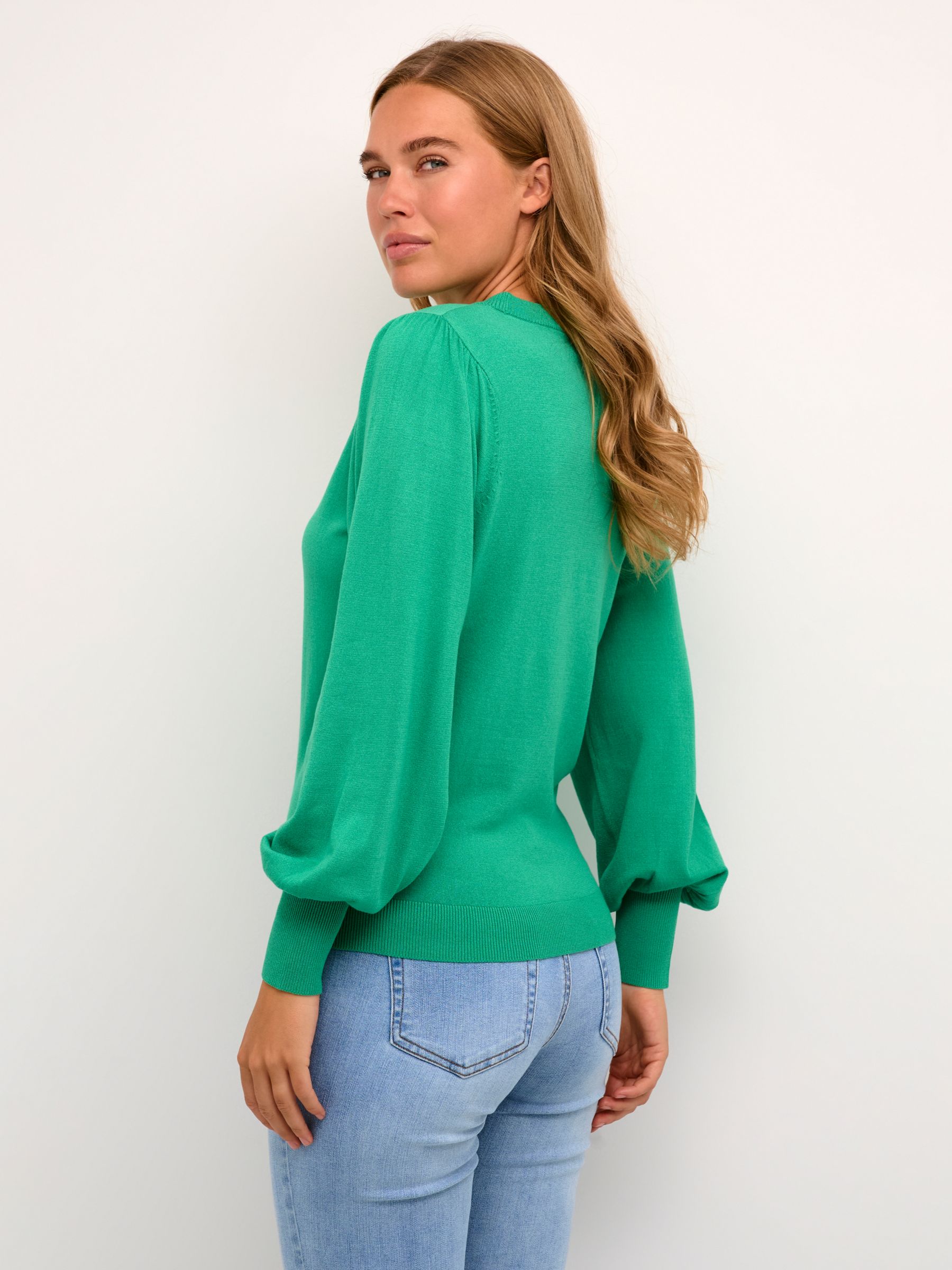 Buy KAFFE Lizza Light Knit Pullover Jumper, Green Online at johnlewis.com
