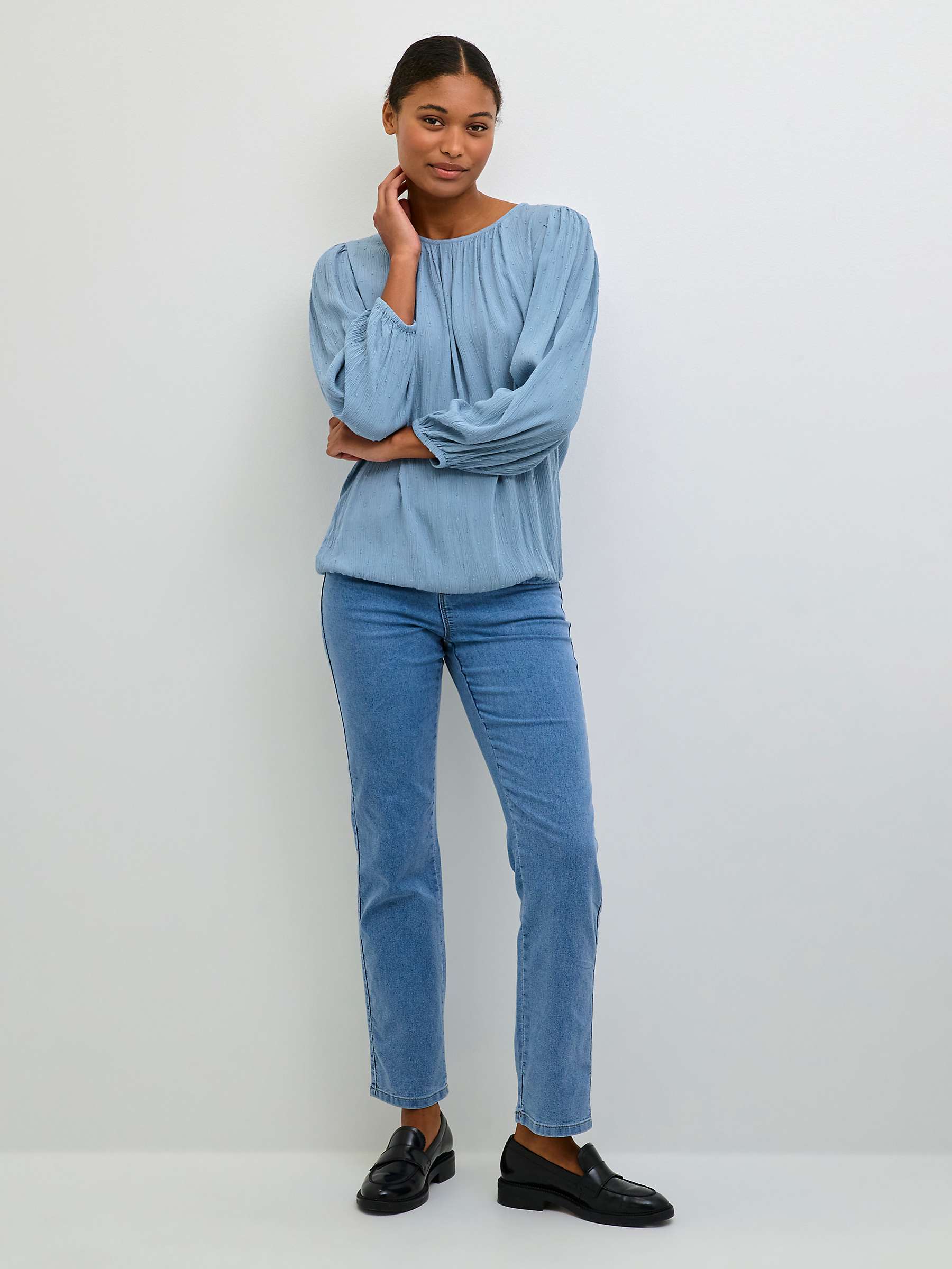 Buy KAFFE Wilma Long Sleeve Blouse, Faded Denim Online at johnlewis.com