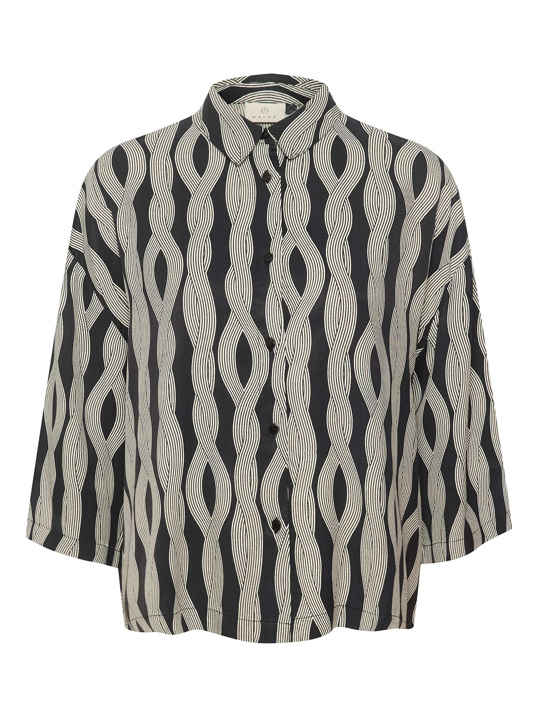 Buy KAFFE Carlbie Ecovero Casual Fit 3/4 Sleeve Shirt, Black Online at johnlewis.com