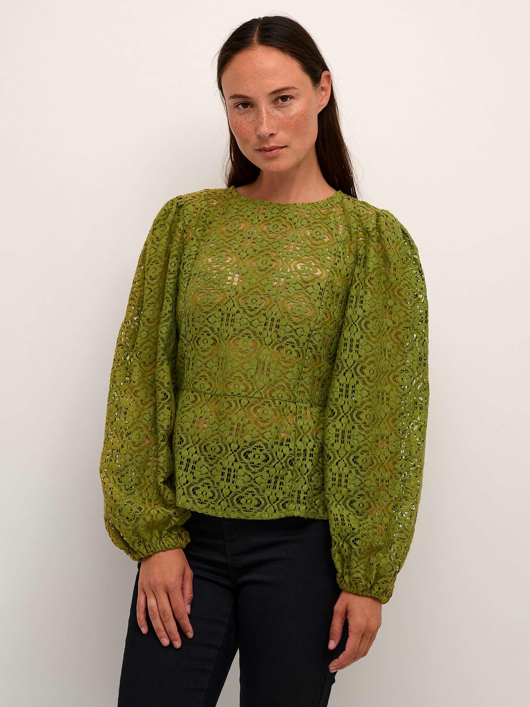 Buy KAFFE Theodora Lace Balloon Sleeve Blouse Online at johnlewis.com