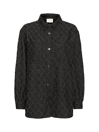 KAFFE Olivia Textured Pattern Denim Shirt, Dark Grey