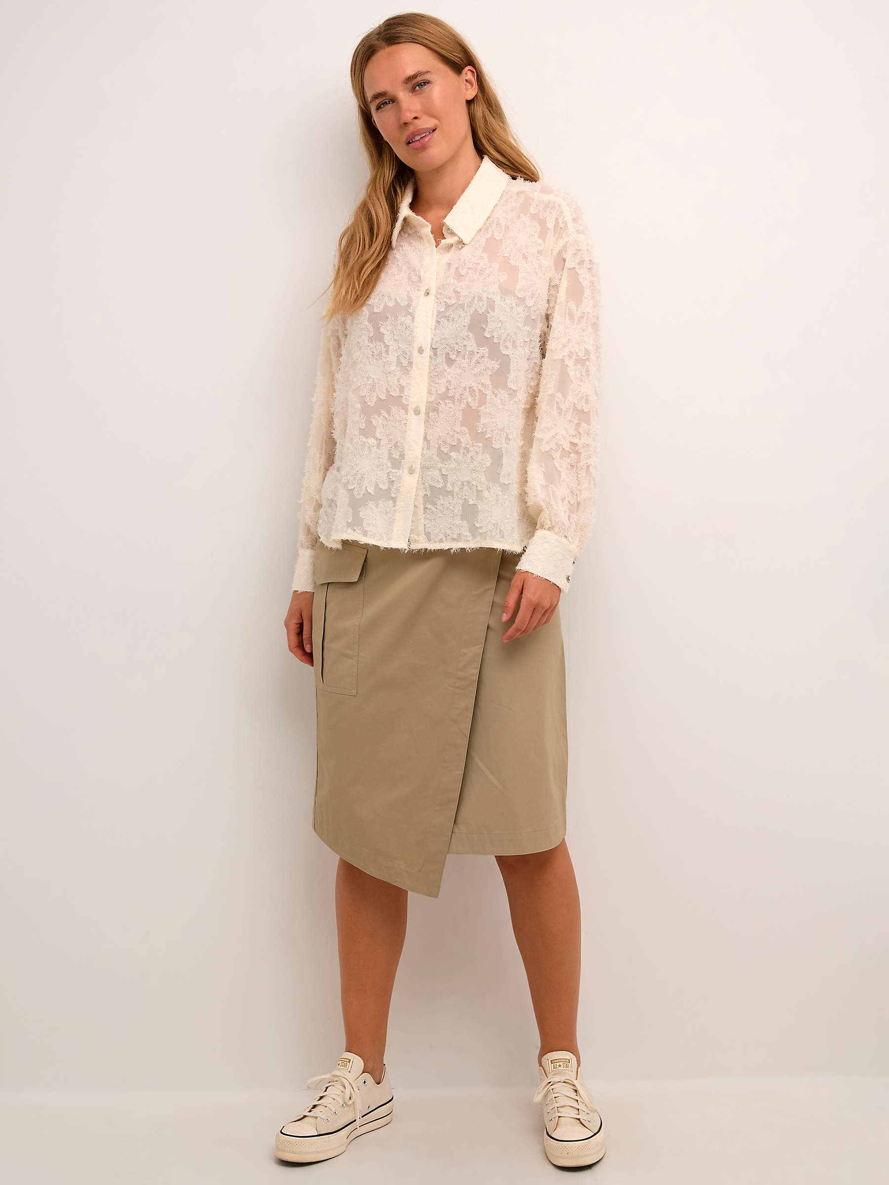 Buy KAFFE Lina Textured Chiffon Casual Fit Shirt, Turtledove Online at johnlewis.com