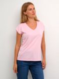 KAFFE Lise V-Neck T-Shirt, Pink Mist