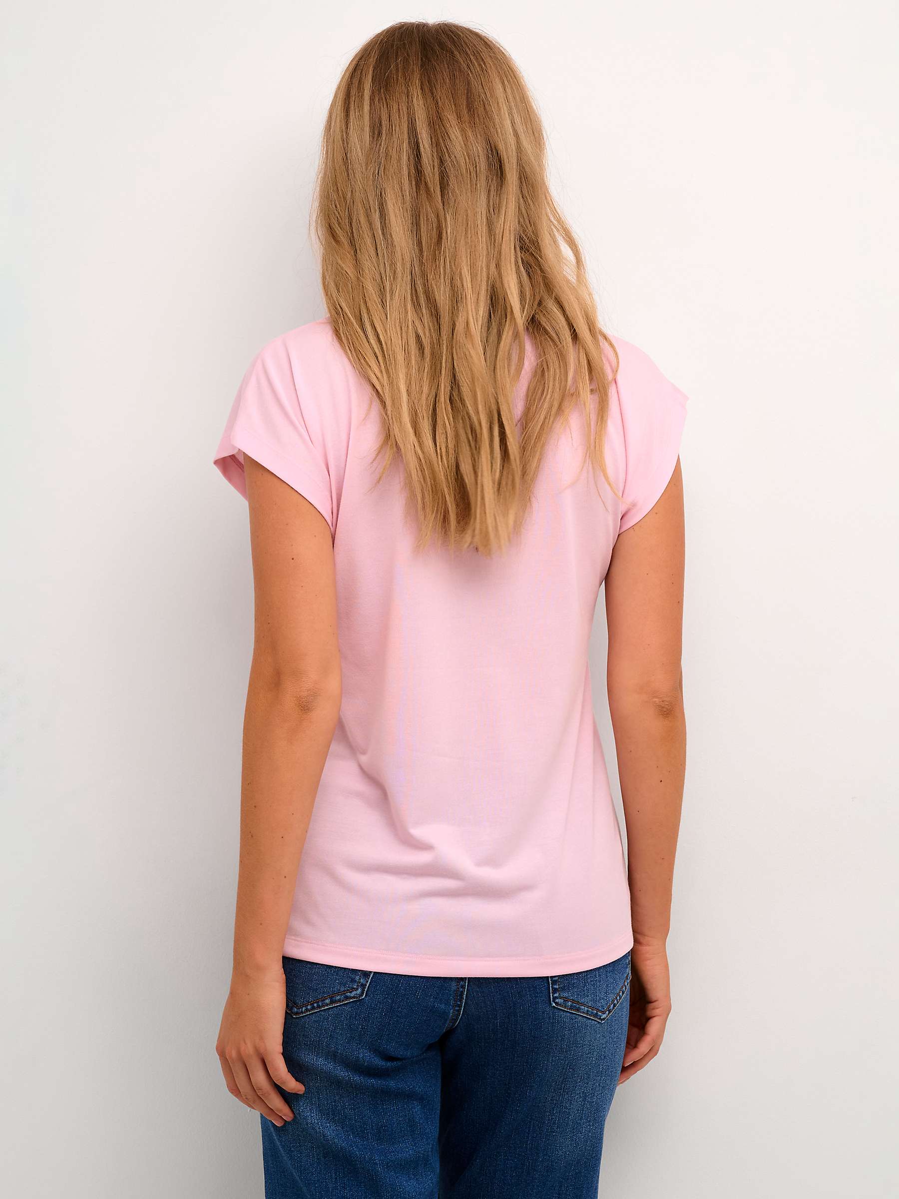 Buy KAFFE Lise V-Neck T-Shirt, Pink Mist Online at johnlewis.com