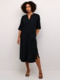 KAFFE Milia Kaftan Linen Blend Midi Dress, Deep Black