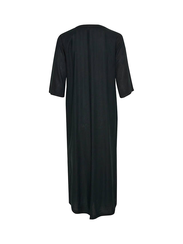 KAFFE Milia Kaftan Linen Blend Midi Dress, Deep Black