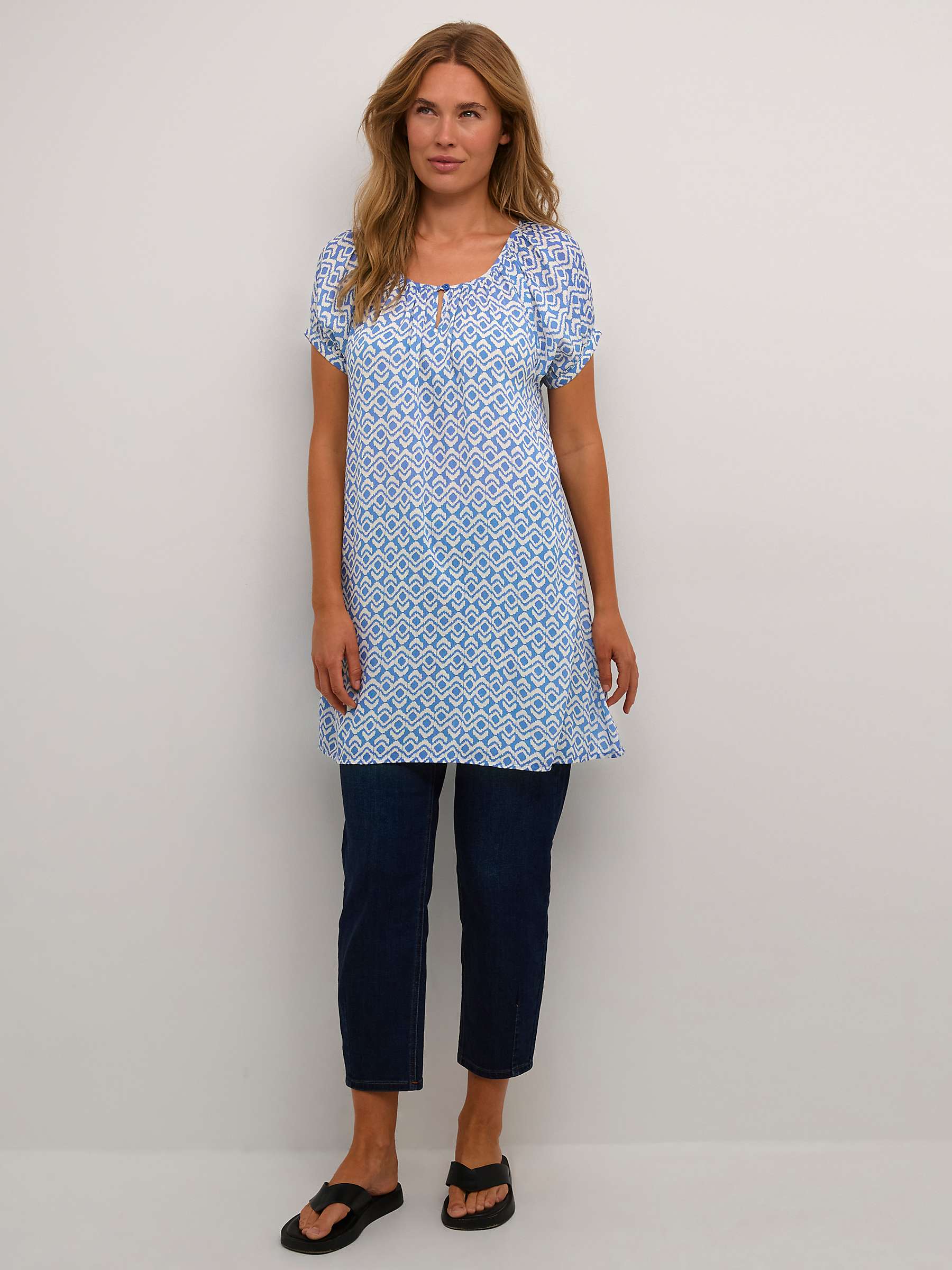 Buy KAFFE Amber Short Sleeve Scoop Neck Tunic, Blue/White Graphic Online at johnlewis.com