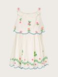 Monsoon Baby Floral Embroidered Tiered Dress, White