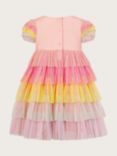 Monsoon Baby Floral Embroidered Colourblock Tulle Tiered Occasion Dress, Multi