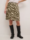 KAFFE Marita Elastic Waist Knee Length Skirt, Sand/Green