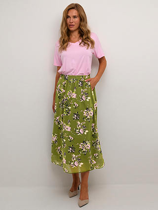 KAFFE Vita High Waisted A-Line Fit Skirt, Flower Print