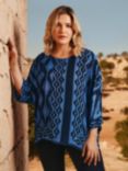 Live Unlimited Curve Ikat Layered Top, Blue, Blue