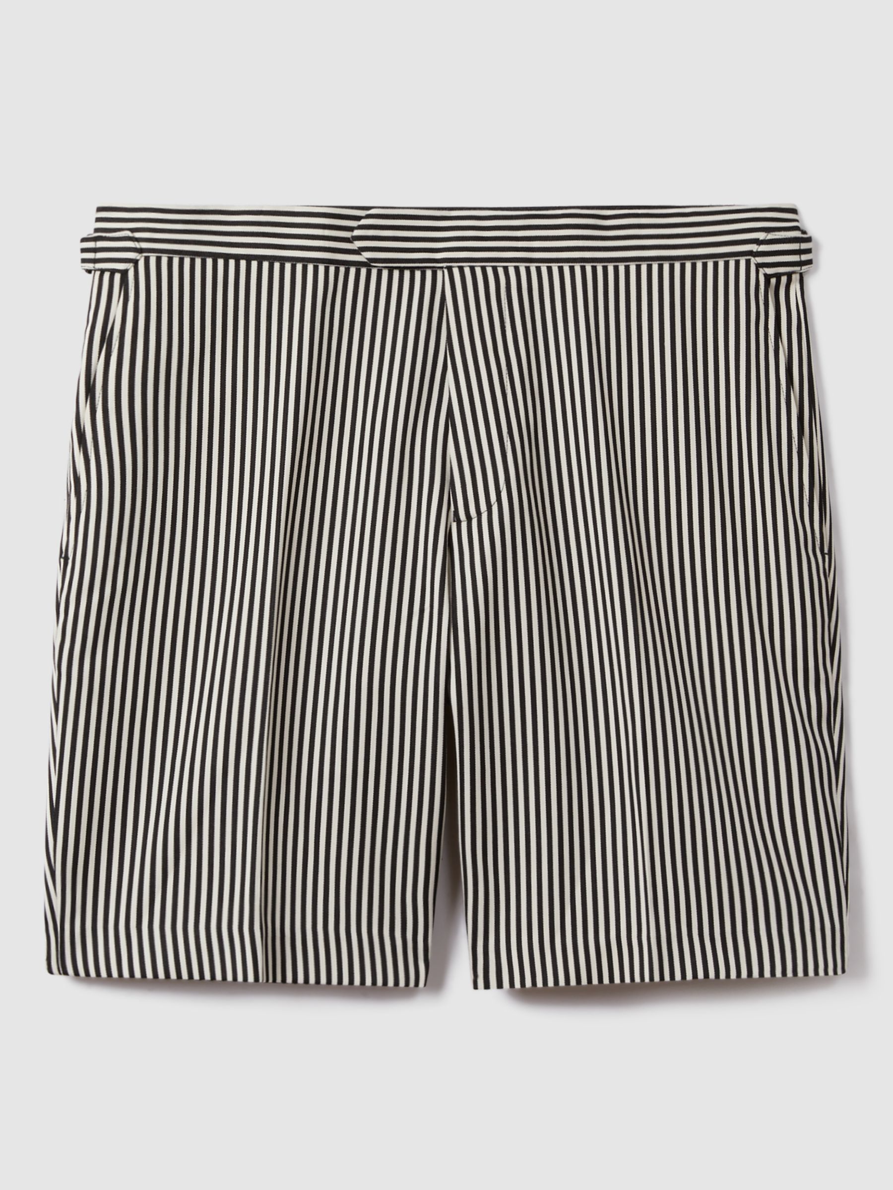 Reiss Stream Stripe Shorts, Black/White, 28R
