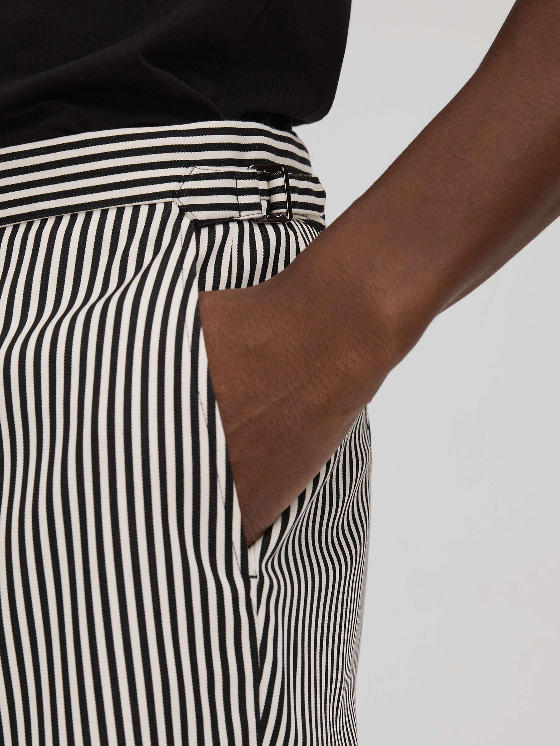 Buy Reiss Stream Stripe Shorts, Black/White Online at johnlewis.com