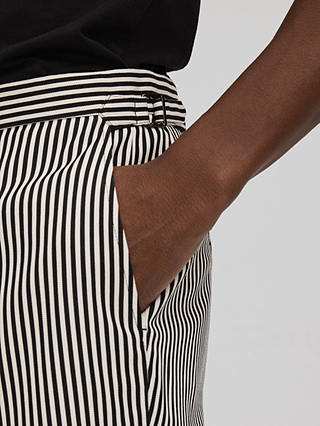Reiss Stream Stripe Shorts, Black/White