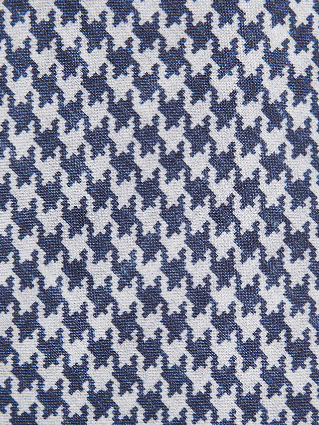 Reiss Gesu Dogtooth Print Silk Tie, Blue/White